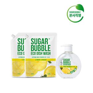 슈가버블 친환경 주방세제 레몬 크러쉬 470mL + 리필 1.2L x 2