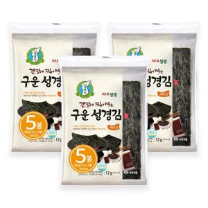 [지도표 성경김/본사운영] 간장에 찍어 먹는 구운김60g 12g 5봉 3세트 (총15봉)