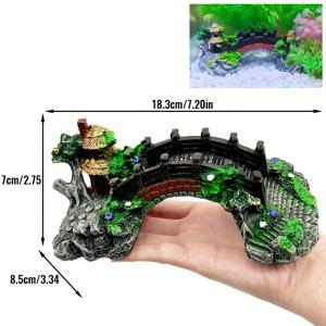 TEMU 수족관 조경용 수지 다리 1개, 실내/외 장식용 장식품, 거북이 탱크 일광욕 플랫폼이 있는 아치 다리, 물고기 탱크 장식용 아치 다리