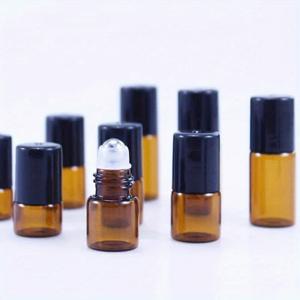 TEMU 5개 세트 에센셜 오일 롤러 병, 갈색 얇은 유리 롤 온 병, 샘플용 금속/유리 공, 1ml/2ml/3ml/5ml, 누출 방지 용기, 향수 및 아로마테라피 오일 보관, 여행 용품