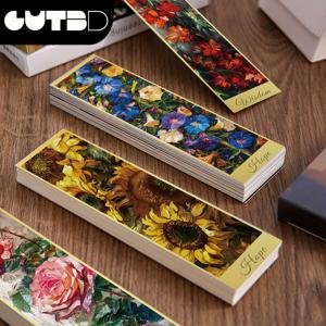 TEMU GUTBD Set of 30 Floral Garden Bookmarks - Assorted Artistic Oil Painting Designs, Premium Paper Book Page Markers, Inspirational Words in English, Ideal Gift for Book Lovers and Readers