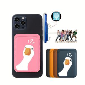 TEMU 귀여운 만화 오리 PU 가죽 자석 카드 지갑 홀더 iPhone 15 Pro Max용 - iPhone 15, 14, 13, 12와 호환되는 자석 지갑 가죽 - 배터리 포함되지 않음