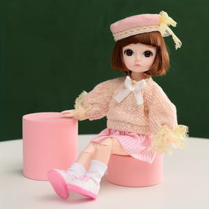 TEMU 11인치 BJD 귀여운 소녀 애니메이션 공주 인형, 1/6 SD 엘프 얼굴 패션 인형 옷 신발 가발 메이크업 DIY 장난감 소녀 어린이 생일 선물|바비인형