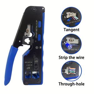 TEMU 뉴샤크 RJ45 패스 쓰루 크림퍼 툴 키트 - 내구성 있는 금속 이더넷 크림핑 툴, 폴리싱 마감 처리된 내부식성, CAT7/CAT6/CAT5용, 네트워크 케이블 테스터 포함, 올인원 와이어 커터, 스트리퍼 및 크림퍼, 조립 필요 없음