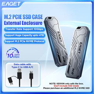 TEMU EAGET 알루미늄 M.2 NVMe SSD 케이스, 외장 포터블 M.2 NVMe SSD 케이스 어댑터, USB 3.2 Gen 2 Type-C (10 Gbps)를 통한 NVMe PCIe M.2 SSD 케이스는 NVMe SSD 크기 2230/2242/2260/2280을 지원합니다 (SSD 제외)