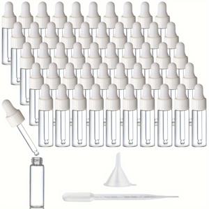 TEMU 100개 5ml 투명 유리 피펫 병, 흰색 고무 캡 포함 - 여행, 화장품 샘플 및 향수 분배에 적합