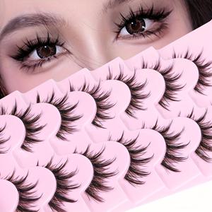 TEMU Natural Look Anime Lashes 투명 줄기가있는 코스프레 인조 속눈썹, 3D 희미한 속눈썹 아시아 일본 한국 스타일 만화 속눈썹은 개별 클러스터처럼 보입니다.|코스프레