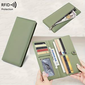 TEMU RFID 도난 방지 PU 휴대용 더블 폴드 울트라 얇은 롱 지갑 멀티 카드 가방 다기능 지퍼 버클 간단한 동전 지갑|카드지갑