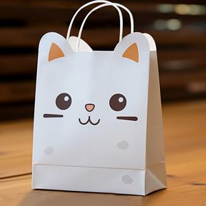 TEMU 10/24pcs, 디자이너 스타일 귀여운 고양이 토트 크래프트 종이 가방, 고양이 입체 귀 디자인 토트 백, 생일 파티 가방, 결혼 선물 가방, 더 나은 선물 가방, 가장 저렴한 품목, 쇼핑백 파티 가방, 파티 선물 가방, 공예 토트 백