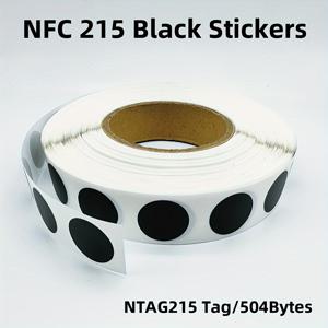 TEMU 10pcs NFC 215 블랙 태그 13.56MHz ISO14443A 504 바이트 블랙 스티커 모든 NFC 전화 용 Ntag 215 NFC 스티커 RFID 접착 라벨