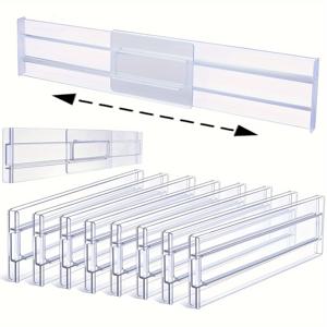 TEMU 10pcs 명확한 서랍 분배기, 조정 가능한 확장 가능한 서랍 분배기, 가정용 분리형 파티션 분배기, 주방, 거실, 침실 및 욕실, 홈 정리함 및 보관함, 홈 액세서리