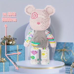 TEMU 3688pcs 귀여운 곰 마이크로 입자 빌딩 블록 모델 키트 - 크리 에이 티브 홈 장식 디스플레이, 14 세 이상을위한 크리스마스 선물, 내구성 ABS 소재