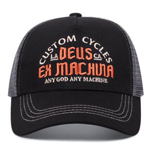 TEMU Deus Ex Machina Custom Cycles 우아한 야구 모자 - 남성 야외 스포츠 힙합 트러커 모자, 100% 폴리에스터 메쉬 백