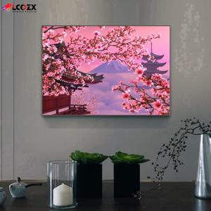 TEMU 1pc 사쿠라 인공 다이아몬드 그림, 일본 후지 산 벚꽃 꽃 DIY 핑크 라인 석 가짜 다이아몬드 그림 키트, 홈 룸 장식 선물 (11.8 * 15.7in)