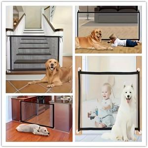 TEMU FOCSE Easy Install No-Drill Pet Safety Barrier - 강아지, 고양이 및 소형 동물을 위한 내구성 있는 메쉬 울타리, 실내/발코니 PVC 보호 게이트, 접이식 및 휴대용 애완동물 울타리