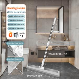 TEMU 조이보스 매직 브룸 스퀴지 - 다기능 바닥 스크레이퍼, 실리콘 물 와이퍼, 창문, 유리 및 타일 청소, 스테인리스 스틸 막대, 회전 헤드, 욕실, 화장실 및 바닥용 - 1 팩