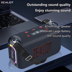 TEMU ZEALOT S85 50W 무선 컴퓨터 스피커 - IPX-5 방수 테이블탑 스테레오 스피커, 저음 강조, 7.2 서라운드 사운드, USB 포트, PC용 Hi-Res 오디오, 음악 플레이어, 스마트폰/태블릿, 버튼 제어, 8000mAh 리튬 배터리, 듀얼 페어링, 24시간 재생 시간, RGB 조명, 충전식 배터리 - 가정, 차량 및 여행에 이상적입니다.