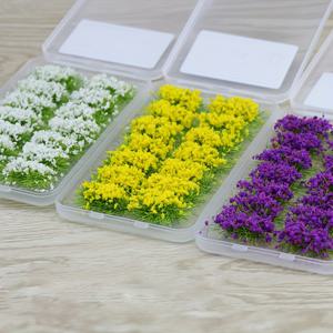 TEMU 14 Pcs DIY 미니어처 꽃 클러스터 자기 접착제 꽃 식물 그룹 기차 풍경에 대 한 정적 잔디 Tufts 철도 풍경 모래 군사 레이아웃 모델 미니어처 기지 및 디오라마