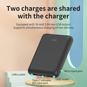 TEMU 5000mAh 미니 휴대용 배터리 충전기 파워 뱅크 - 아이폰 및 삼성 스마트 기기용 소형 컴팩트 디자인|보조배터리