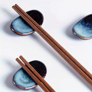 TEMU Set of 6 Ceramic Chopstick Rests - Moire Pattern Starry Blue Glazed Holders for Chopsticks, Spoons & Forks - Versatile for Halloween, Easter, Thanksgiving, Valentine's, Mother's Day Dining Decor