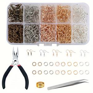 TEMU 1125-1128개 DIY 귀걸이 만들기 키트 (고리, 점프링, 도구 포함), 10칸 보관함, 다양한 색상, 주얼리 장신구 만들기 세트