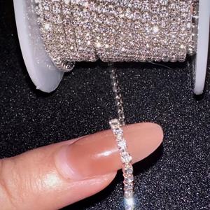 TEMU 50cm Nail Art Rhinestone Claw Chain SS6.5, Cuttable DIY Manicure Decoration Metallic Chain, Ultra-Glitter 3D Luxury Gem Trim for Nails, Unscented - Pack of 1