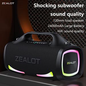 TEMU ZEALOT S79 100W 휴대용 서브우퍼 무선 스피커, IPX-5 방수, 7.2 서라운드 사운드, 베이스 부스트, 하이-레스 오디오, USB, TWS 듀얼 페어링, 24000mAh 파워 뱅크, 긴 재생 시간, 가정/야외/캠핑용