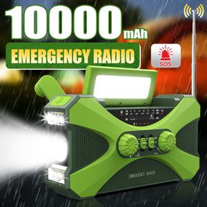 TEMU 10,000mAh 비상 라디오, 태양광 및 손잡이 크랭크 전원 - NOAA 날씨 경보, 손전등, 독서등, 휴대폰 충전기, SOS 알람, 휴대용 AM/FM/WB 라디오, USB 외부 충전, 우수한 음질을 위한 듀얼 스피커