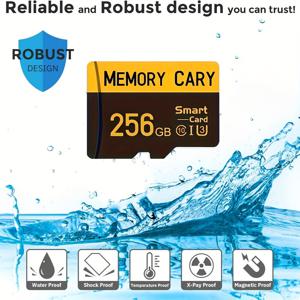 TEMU 128GB/256GB SD 카드 - 클래스 10 TF 카드 고속 어댑터 포함, 방수 방진 내온도 엑스레이 방지, U3 SDXC 플래시 메모리 HD 비디오, 카메라, 스마트폰, PC, PSP용