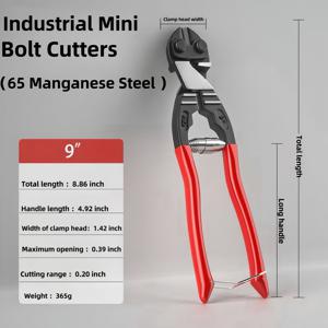 TEMU 전문 산업용 와이어 커터 - 8인치 크롬 바나듐 & 9인치 망간강, 고경도, 노동 절약 스프링 디자인, 쉬운 보관을 위한 휴대용 잠금장치, 가정, 건설 및 산업용으로 이상적