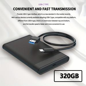 TEMU 휴대용 외장 하드 드라이브 USB 3.0 - 고속 데이터 전송, 내구성, 플러그 앤 플레이, 랩탑과 호환, 게임, 문서, 사진, 비디오 저장을 위한 NTFS 포맷, 1TB, 500GB, 320GB 용량 제공