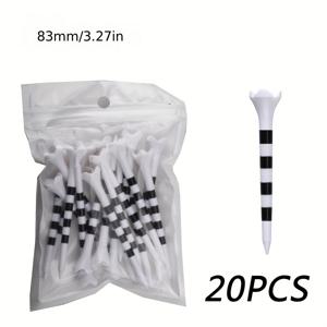 TEMU 20pcs 새로운 골프 줄무늬 플라스틱 티, 4-발톱 졸업 골프 공 홀더, 70/83mm|골프티|골프용품