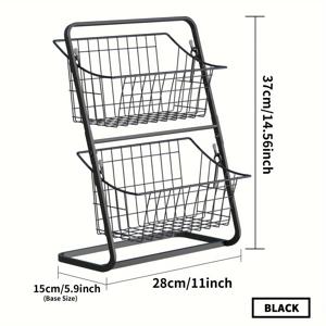 TEMU 1개의 2단 수납 선반, 주방 카운터 과일 바구니, 야채 스낵 양념 정리함, 금속 와이어 수납 랙, 다기능 분리 가능한 조직 바구니, 가정용 정리 및 수납 용품, 주방 액세서리