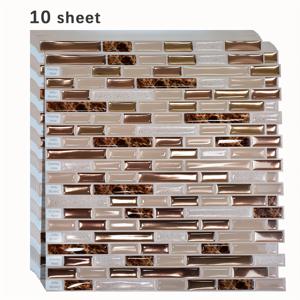 TEMU 1/10pcs 황금 모자이크 자기 접착제 벽 타일, 내열성 껍질과 스틱 주방 Backsplash, 욕실에 대 한 방수 벽 타일 스티커