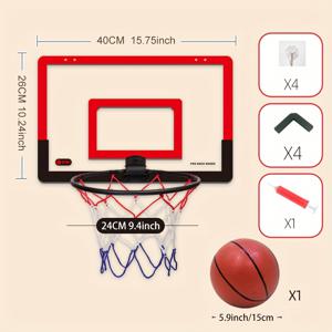 TEMU 벽에 설치할 수 있는 실내 무펀치 농구 골대, 접이식 농구 백보드, 미니 농구공과 함께