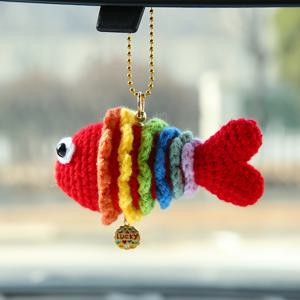 TEMU Handmade colorful fish ornament with bohemian style, crochet key ring, car decoration, backpack accessory, animal pattern, made of cloth, perfect present for birthdays, does not need power