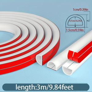 TEMU 컴팩트 PVC 트렁킹 데스크탑, 벽 및 바닥, 표면 장착, 반 계단 노출 전선, 숨김 소프트 트렁킹, 장식 전선, 전선 차폐 스트립, 배선 덕트, 케이블 타이 (1.5cm 너비)