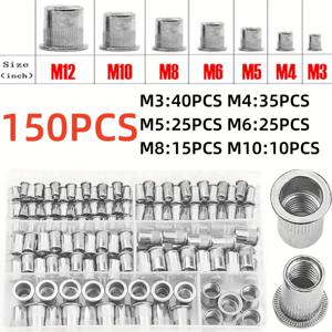 TEMU 150개 스테인리스 스틸 리벳 너트 세트: 자동차, 가구, 전기 및 산업용 애플리케이션을 위한 M3-M10 크기