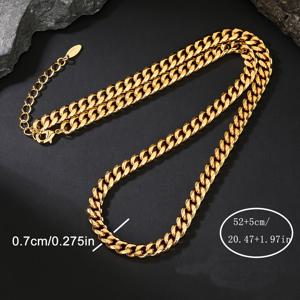 TEMU 18K 금 도금 구리 쿠바 체인 목걸이 7mm - 남녀 공용 힙합 주얼리 - 일상 착용 및 음악 페스티벌을 위한 내구성 있는 도시 패션 목걸이 모자이크 재질 없음 - 모든 계절 액세서리