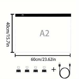 TEMU A3/A2 블랙 라이트업 드로잉 보드 - 고휘도 아크릴, 눈에 안전한 3단계 조절, 애니메이션, 스케치 및 아트에 이상적 - 클립 세트 포함