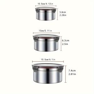 TEMU LDQ 3-in-1 누수 방지 스테인리스 스틸 도시락 상자 세트 뚜껑 포함 - 전자레인지 사용 가능, 성인용 재사용 식품 보관 용기 - 간식 및 식사에 완벽, 음식 신선 유지