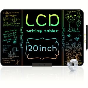 TEMU 20인치 충전식 LCD 드로잉 태블릿 - 대형, 컬러풀, 지워지는 낙서 보드, USB 충전 - 눈에 안전, 학습 및 교육에 완벽 - 부활절, 크리스마스, 할로윈, 생일에 어린이를 위한 이상적인 선물