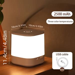 TEMU 터치 컨트롤 USB 충전식 LED 야간 조명 2500mAh 파워 뱅크 포함 - 침실, 욕실, 주방, 복도 사용을 위한 조절 가능한 색온도가 있는 탁상 램프|무드등