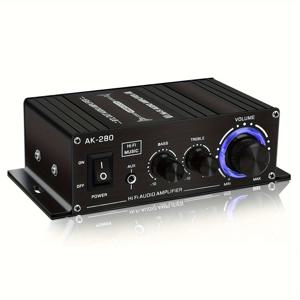 TEMU 600W 미니 앰프, 2채널 오디오 리시버, 12V 자동차 스테레오 사운드 시스템, RCA/AUX 입력, 베이스/트레블 컨트롤, 홈 시어터, PC, TV, 자동차, 차고, MP3 플레이어용, 전원 어댑터/코드 포함되지 않음