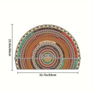 TEMU 1개, 보헤미안 스타일 반원형 실내 매트, 보헤미안 지역 러그, 미끄럼 방지 바닥 카펫, 홈 데코, 방 데코, 주방용품, 선물, 농가 스타일 데코