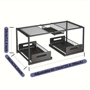 TEMU 2단 싱크대 아래 수납장, 금속 및 플라스틱, 확장 가능한 수납 선반, 서랍 포함, 욕실 및 주방을 위한 공간 절약 디자인, 주방 용품을 위한 슬라이드 아웃 수납장