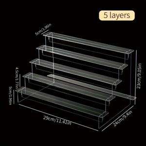 TEMU 주얼리 및 메이크업을 위한 아크릴 디스플레이 스탠드, 다층 계단 디자인, 화장품, 향수, 매니큐어를 위한 계단식 정리 선반, 투명 아크릴, 이벤트용 컵케이크 및 디저트 랙, 쉬운 보관 및 조립, 보호 버블 백 포함, 전원 필요 없음, 실내 사용에 적합|향수