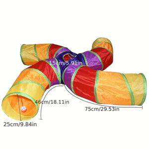 TEMU 1개 다채로운 2/3/4/5 방향 고양이 터널, 개 훈련 터널, 접이식 보관 터널, 애완동물 장난감, 고양이 대화형 장난감