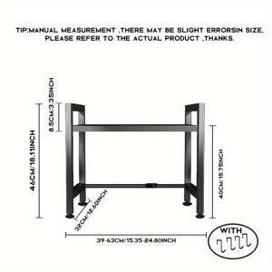 TEMU 조절 가능한 탄소강 전자레인지 스탠드, 주방 용품 걸이, 검정색 내구성 있는 보관 선반, 확장 가능한 너비, 조리대 장착, 주방 정리대