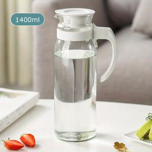 TEMU 1pc 유리 물병 800 /1100/1400 Ml 손잡이가있는 대용량 유리 병 가정용 유리 쿨러 고온 방지 냉수 주전자 유리 유리 컵 주스 주전자 쿨러 컵 여름 겨울 음료 용기 홈 주방 용품 학교 용품으로 돌아 가기